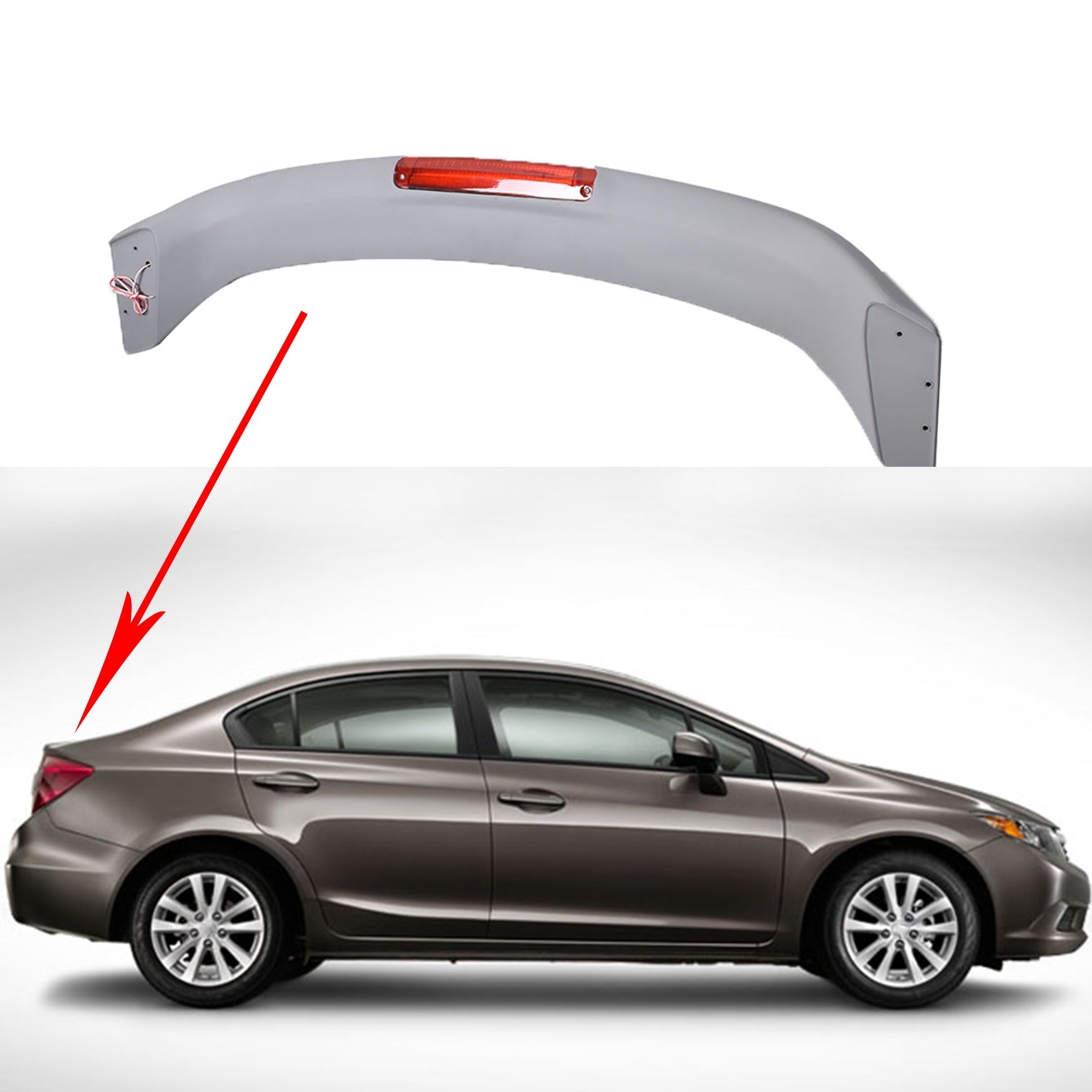 Labwork For 2013-2015 Honda Civic 4 Door Si Style Trunk Spoiler Wing Matte Black Lab Work Auto