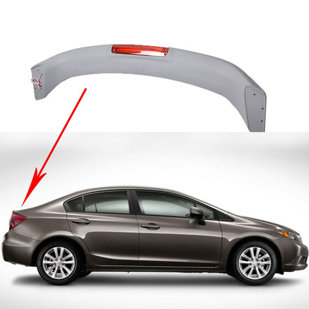 Labwork For 2013-2015 Honda Civic 4 Door Si Style Trunk Spoiler Wing Matte Black Lab Work Auto