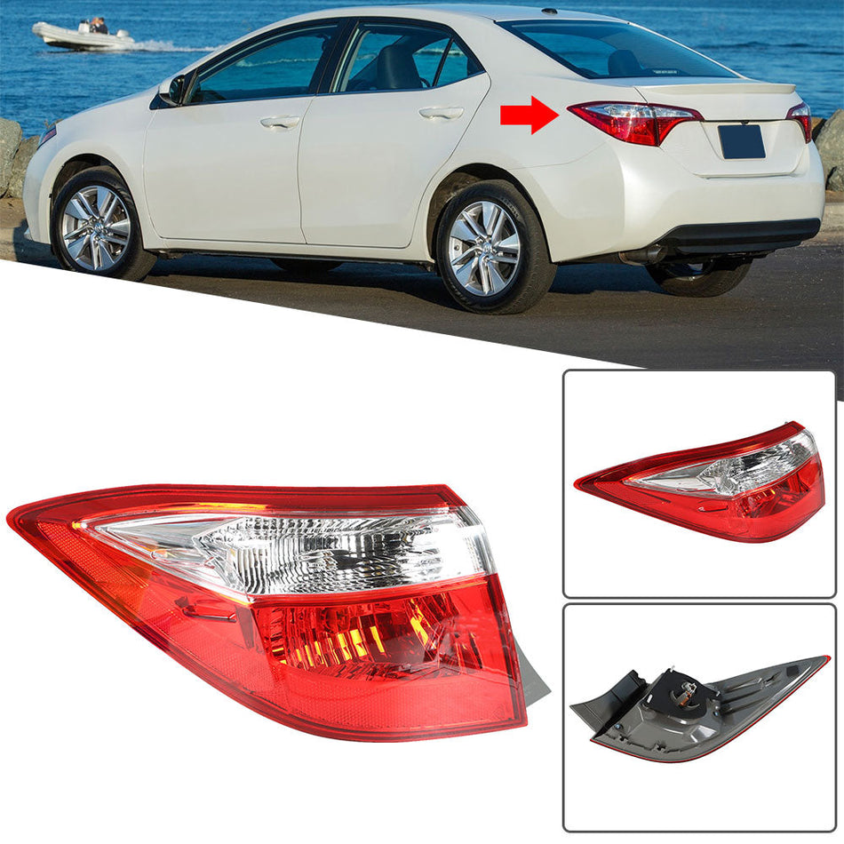 Labwork For 2014-2016 Toyota Corolla Red Clear Tail Light Brake Lamp Left Side Lab Work Auto