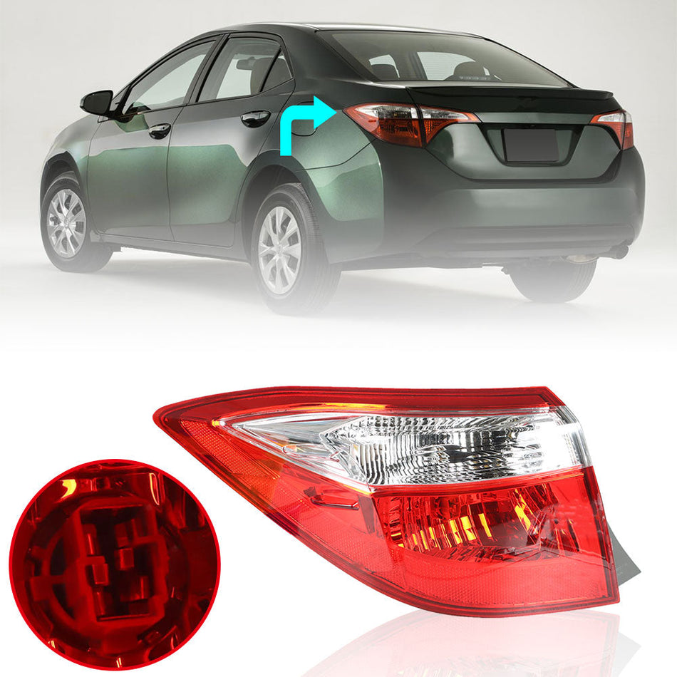 Labwork For 2014-2016 Toyota Corolla Red Clear Tail Light Brake Lamp Left Side Lab Work Auto