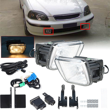 Labwork  For Honda Civic 1996-1998 Left & Right Side Fog Lights Clear Lens  Lamps Pair Lab Work Auto