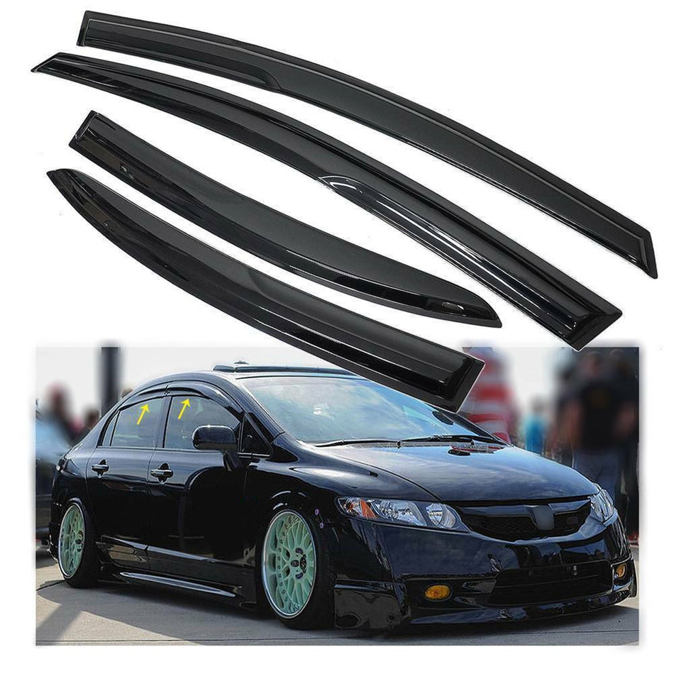 Labwork For Honda Civic 4 Door Sedan 2006-2011  Window Vent Rain Guard Visor Lab Work Auto