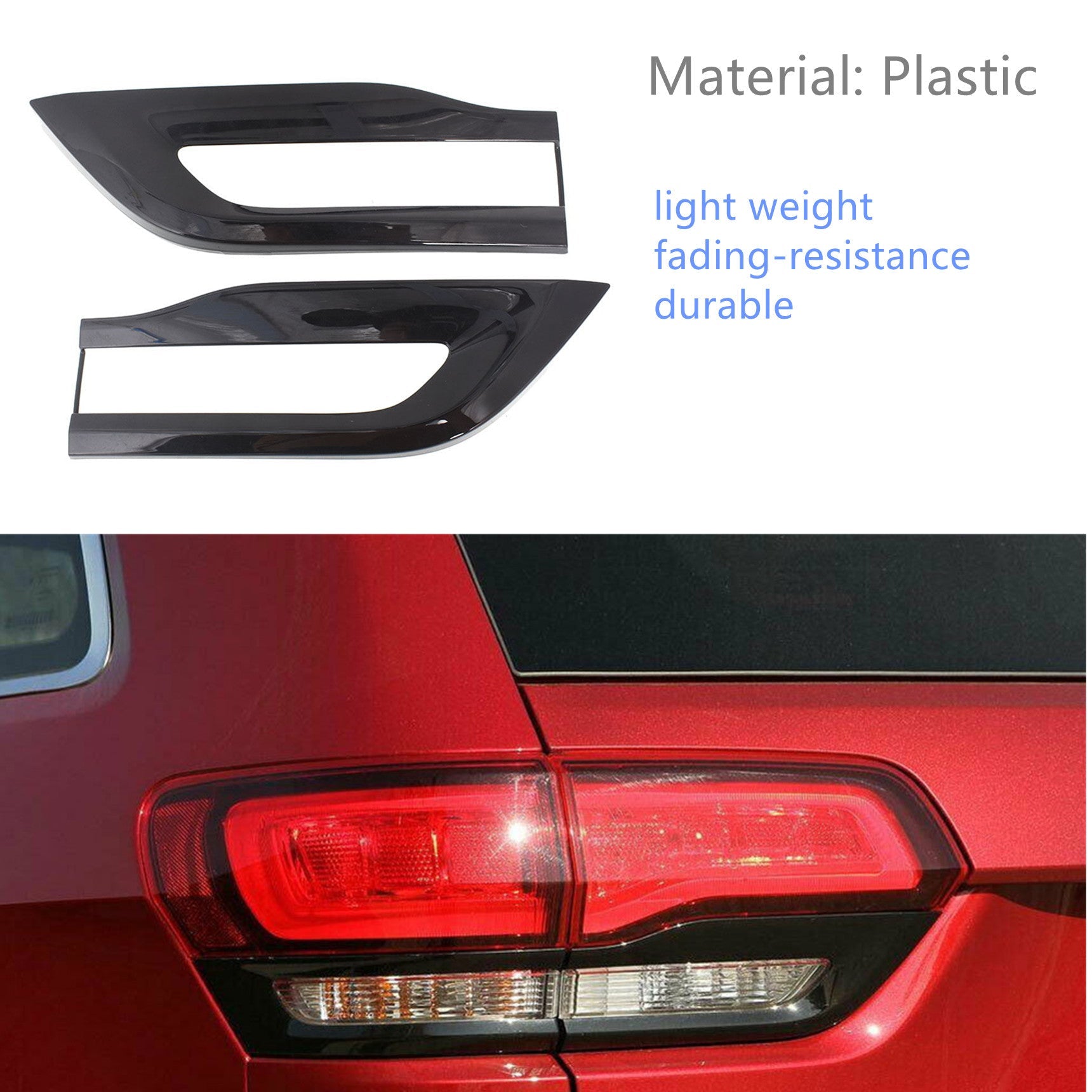 Labwork For Jeep Grand Cherokee 2014-2020 Gloss Black Tail Light Trim Bezel Kit Lab Work Auto