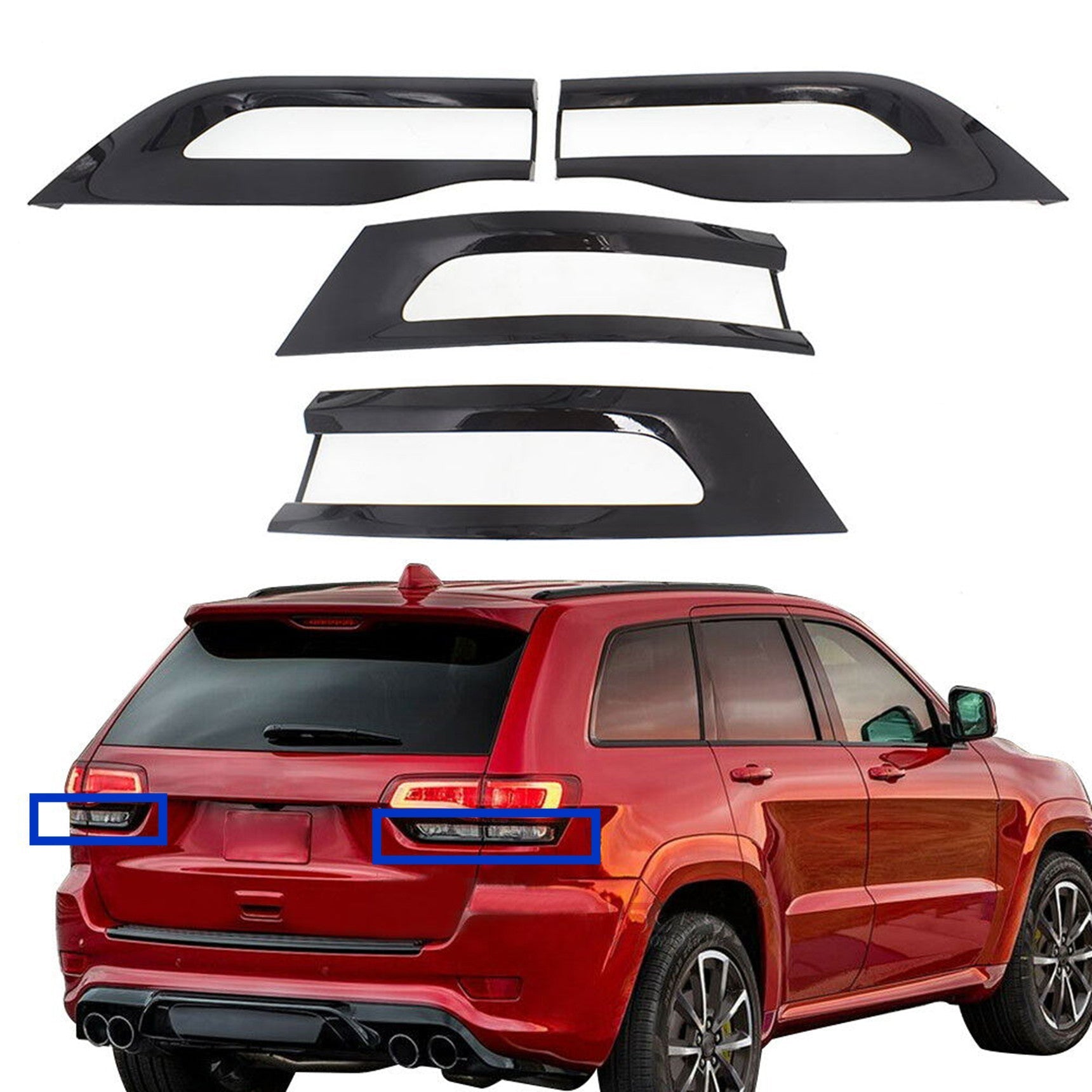 Labwork For Jeep Grand Cherokee 2014-2020 Gloss Black Tail Light Trim Bezel Kit Lab Work Auto