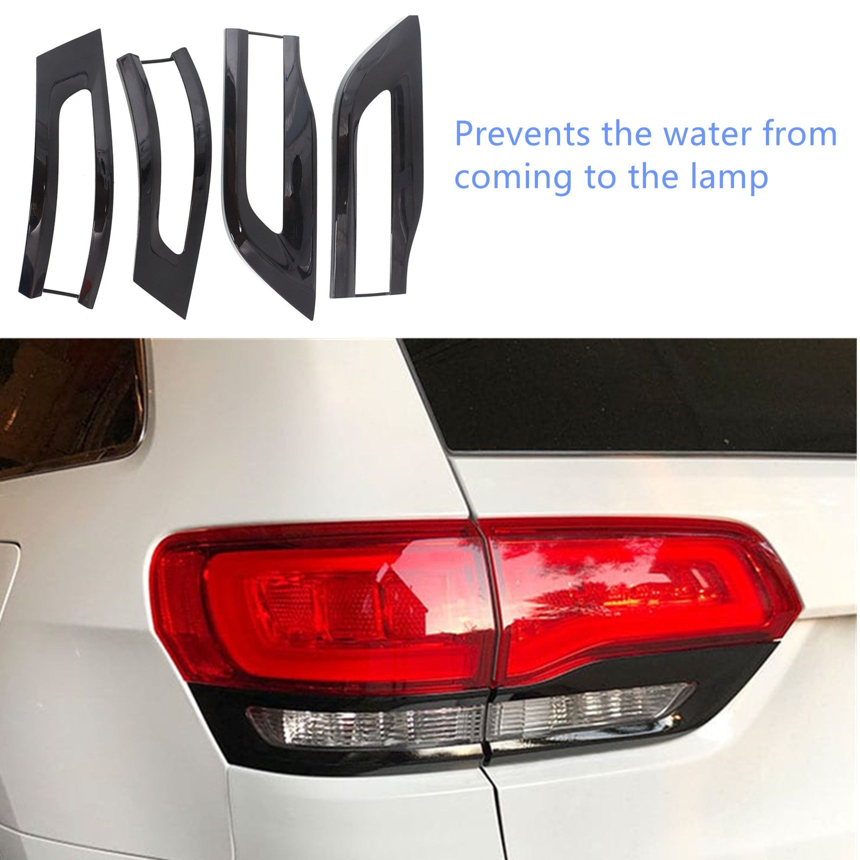 Labwork For Jeep Grand Cherokee 2014-2020 Gloss Black Tail Light Trim Bezel Kit Lab Work Auto