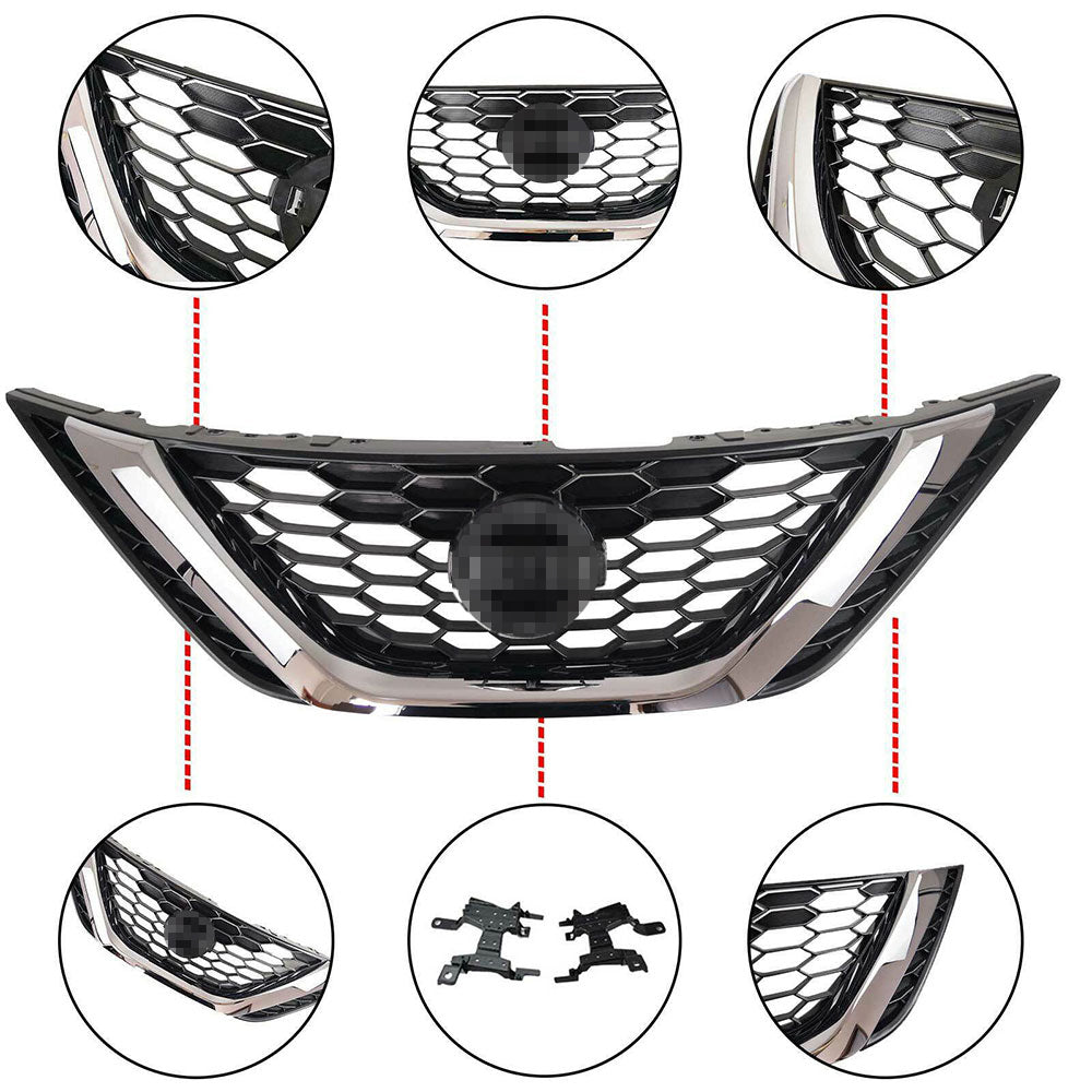 Labwork Front Upper&Lower Grille Kit Honeycomb Mesh Grill For Nissan Sentra 2016-2018 Lab Work Auto