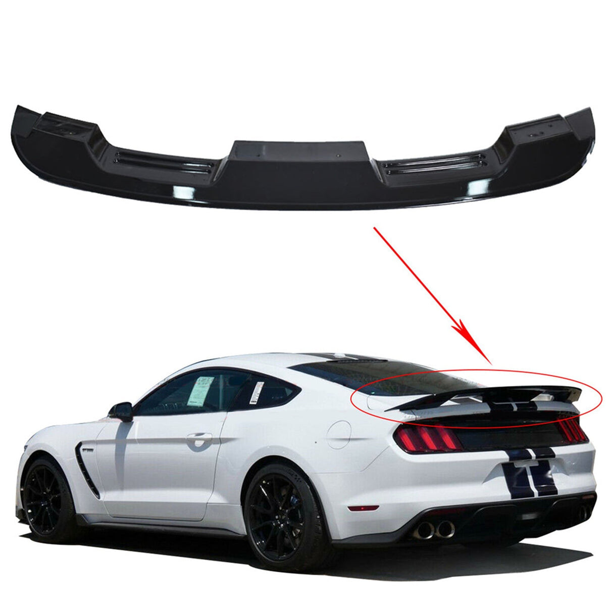 Labwork Glossy Black Trunk Spoiler Wing For 15-20 Ford Mustang GT350 GT500 Style Lab Work Auto