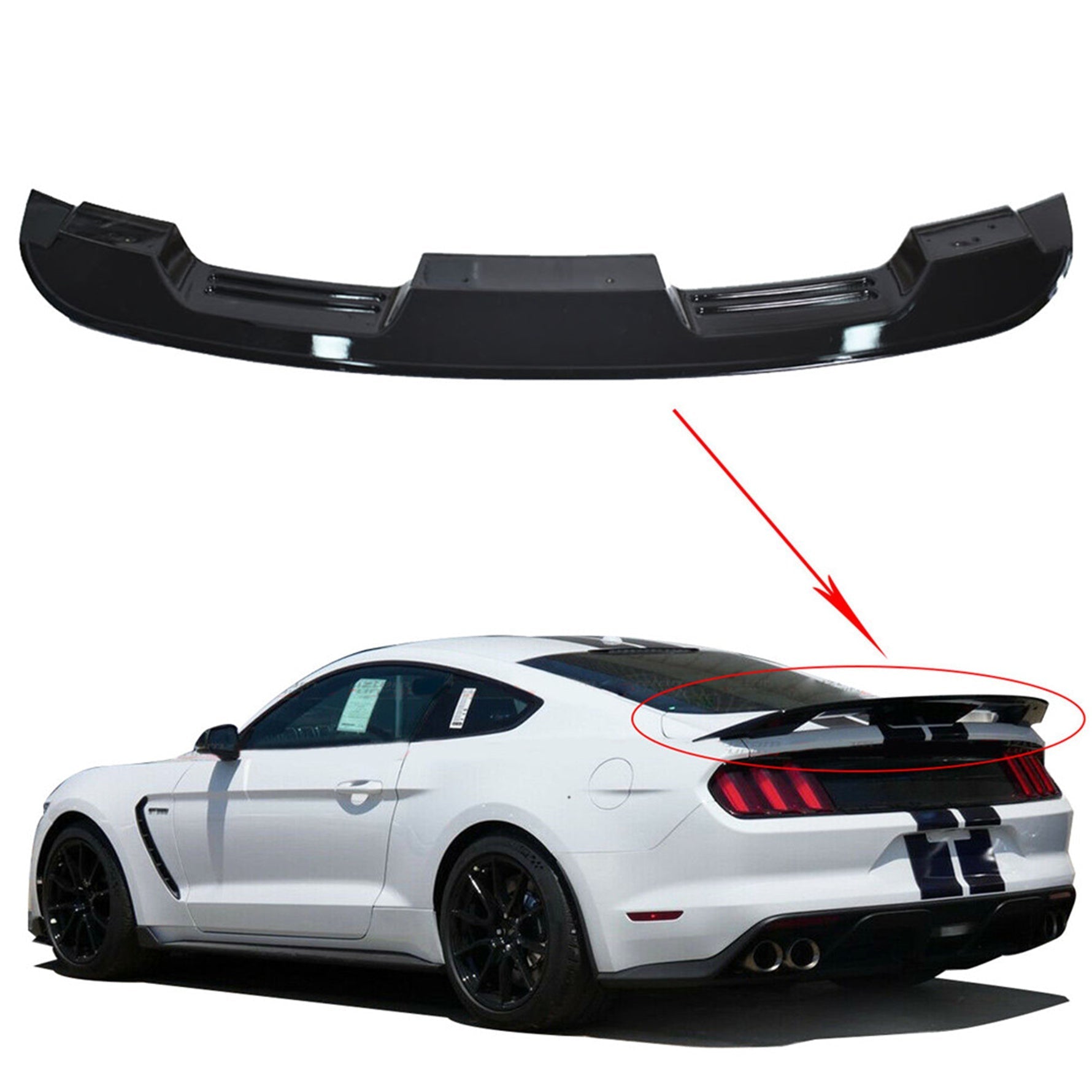 Labwork Glossy Black Trunk Spoiler Wing For 15-20 Ford Mustang GT350 GT500 Style Lab Work Auto
