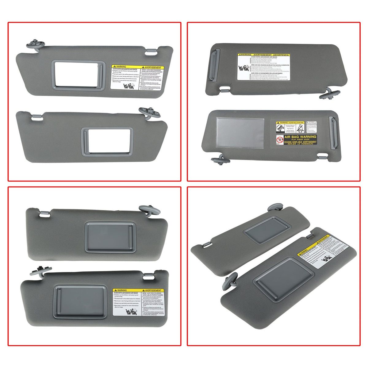 Labwork Gray Left Right Driver Passenger Sun Visor For 2005 - 2015 Toyota Tacoma Lab Work Auto