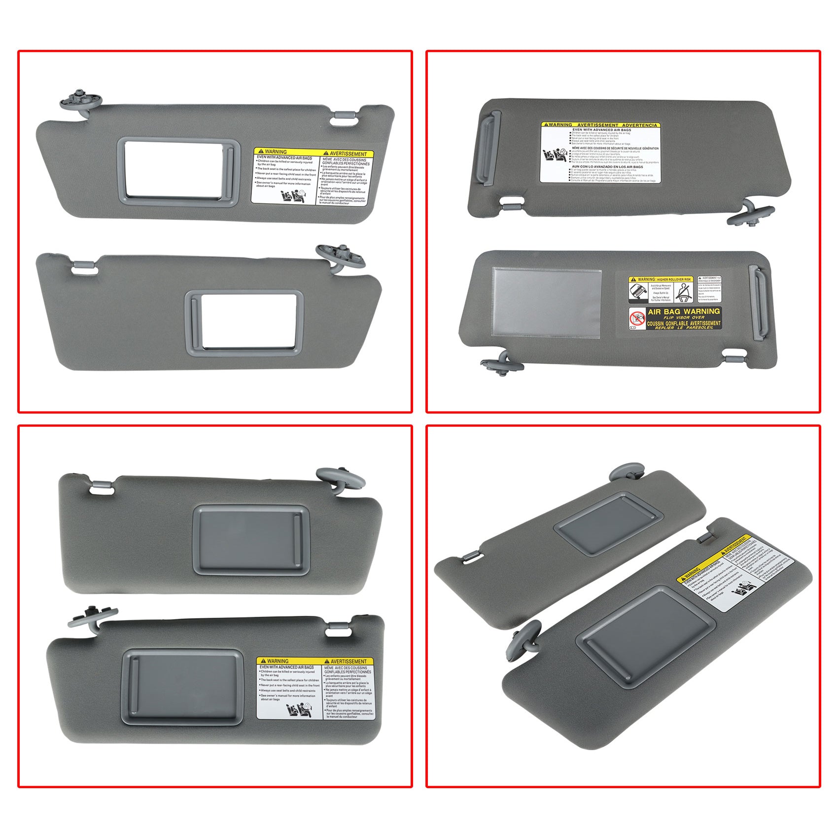 Labwork Gray Left Right Driver Passenger Sun Visor For 2005 - 2015 Toyota Tacoma Lab Work Auto
