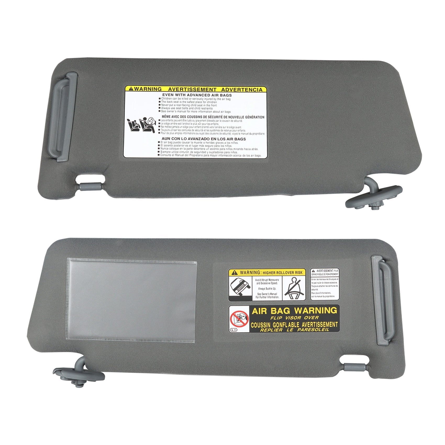 Labwork Gray Left Right Driver Passenger Sun Visor For 2005 - 2015 Toyota Tacoma Lab Work Auto
