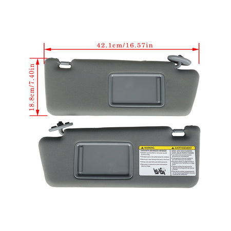 Labwork Gray Left Right Driver Passenger Sun Visor For 2005 - 2015 Toyota Tacoma Lab Work Auto