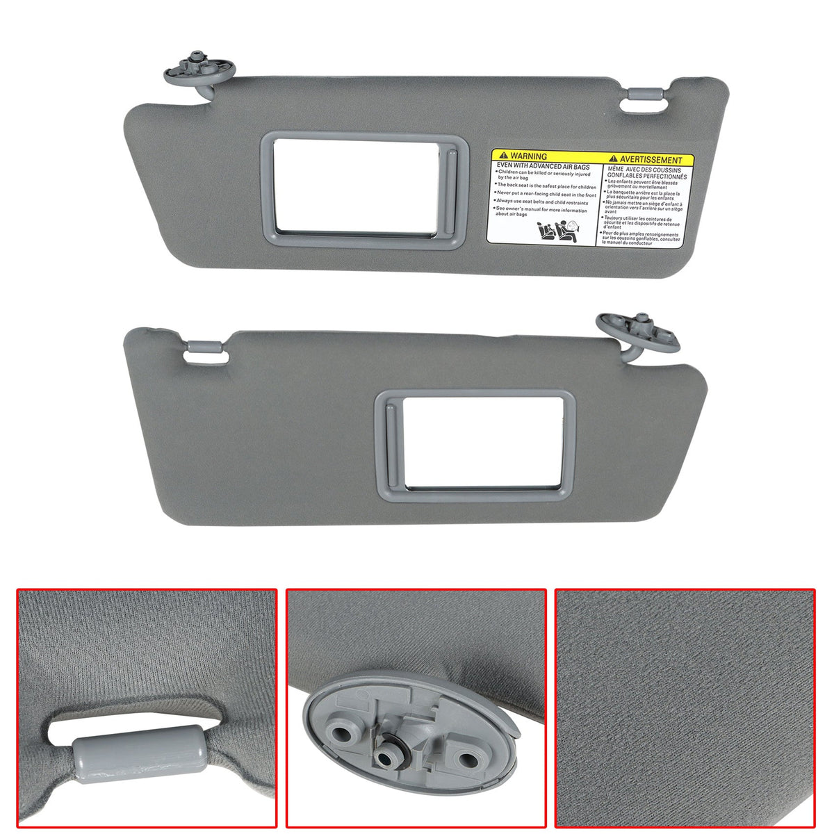 Labwork Gray Left Right Driver Passenger Sun Visor For 2005 - 2015 Toyota Tacoma Lab Work Auto