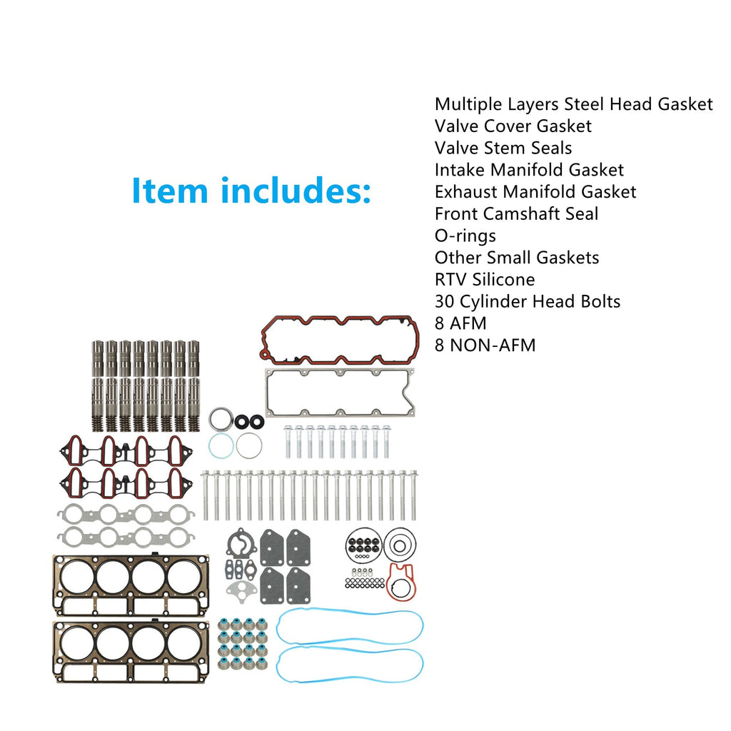 Labwork Head Gasket Set Bolts Lifters For 05-14 GMC Buick Cadillac Chevrolet 5.3 Lab Work Auto