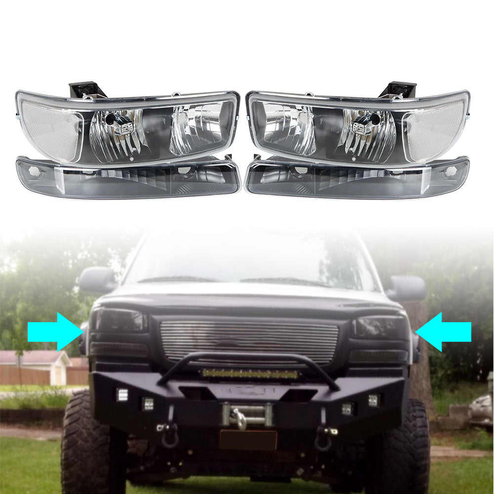 Labwork Headlight Assembly For 1999-2007 GMC Sierra 1500 & 2000-2006 Yukon Black Lab Work Auto