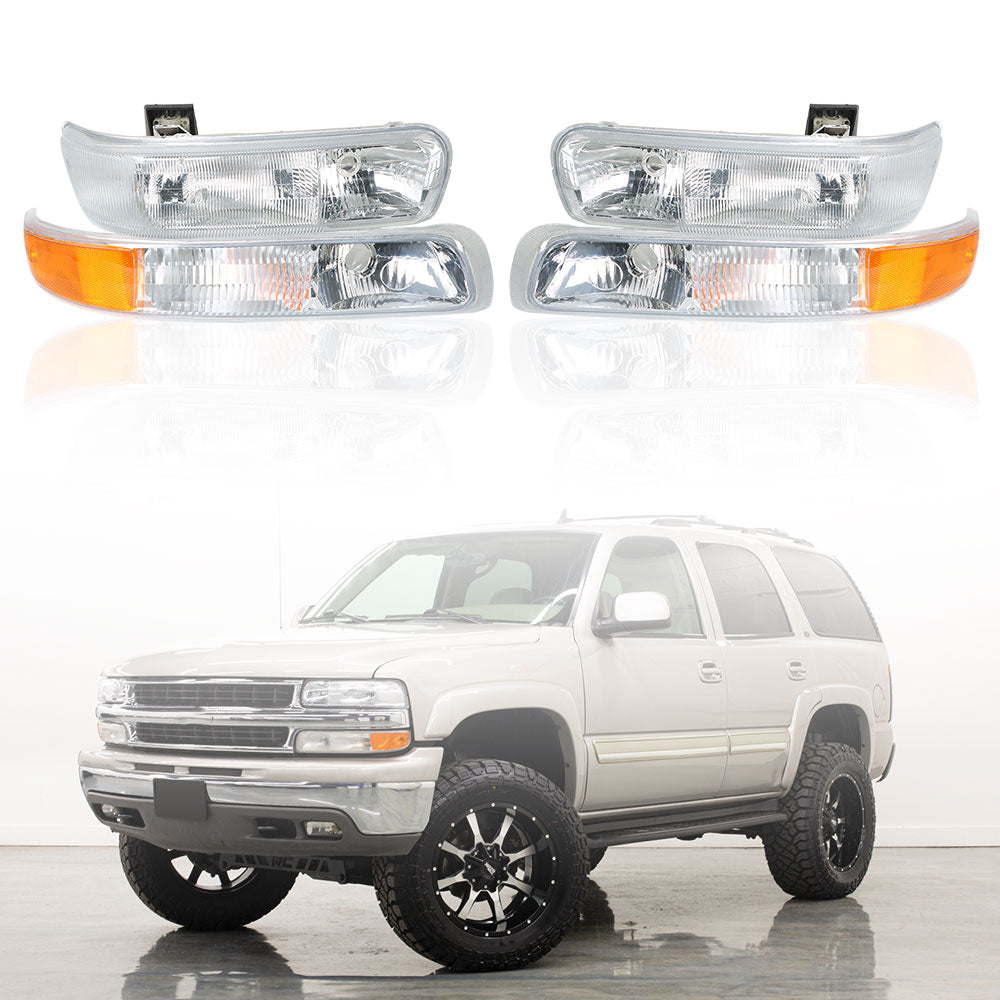 Labwork Headlight Fit For 99-02 Chevy Silverado/00-06 Suburban Tahoe Halogen Right&Left Lab Work Auto