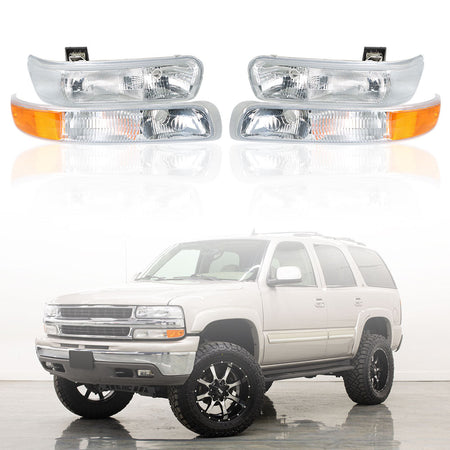 Labwork Headlight Fit For 99-02 Chevy Silverado/00-06 Suburban Tahoe Halogen Right&Left Lab Work Auto