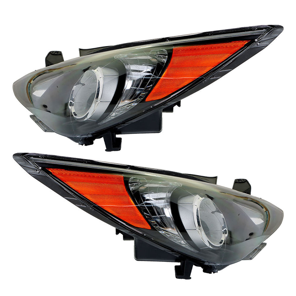Labwork Headlight For 2011-14 Sonata Halogen Type Black Housing Clear Lens Pair Lab Work Auto