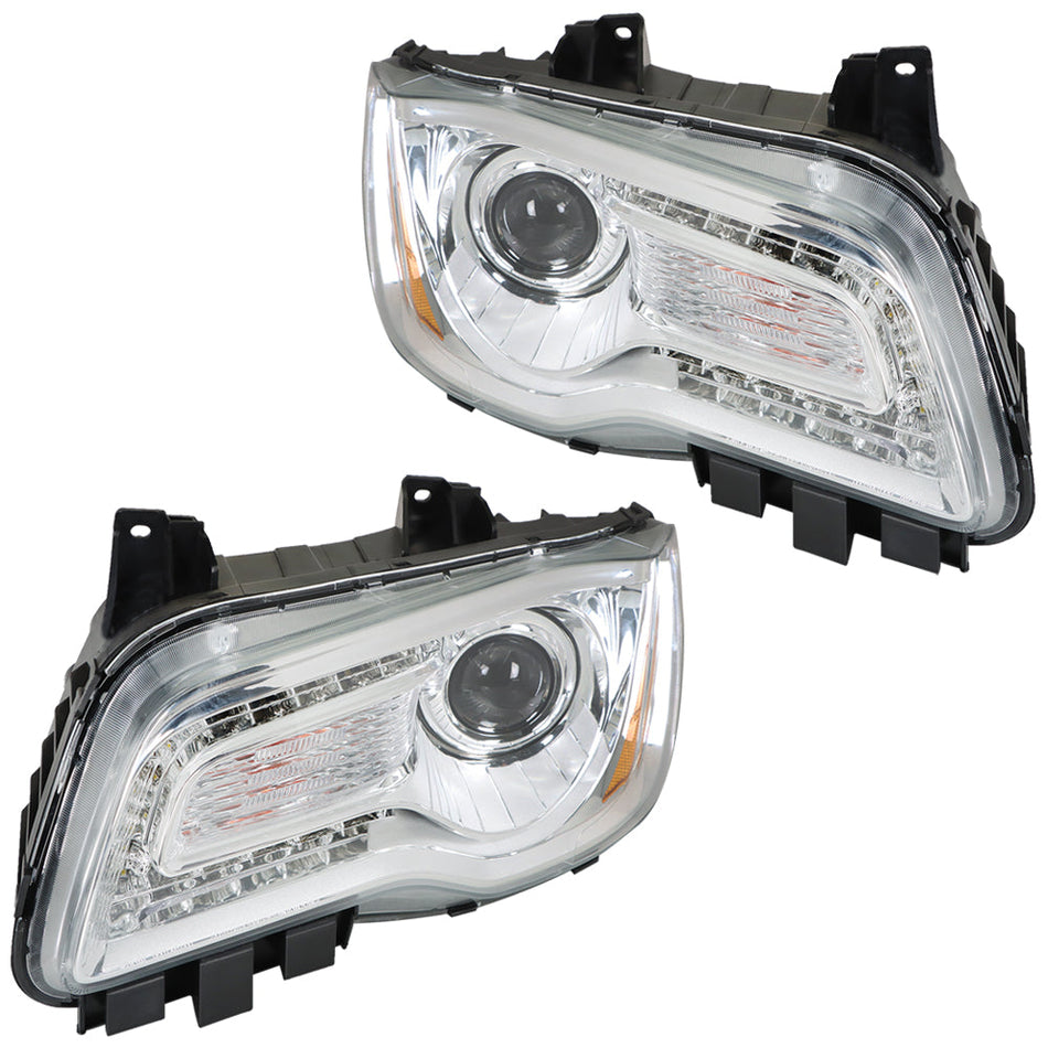 Labwork Headlight For 2011-2014 Chrysler 300 Halogen Type Clear Lens Right&Left Lab Work Auto
