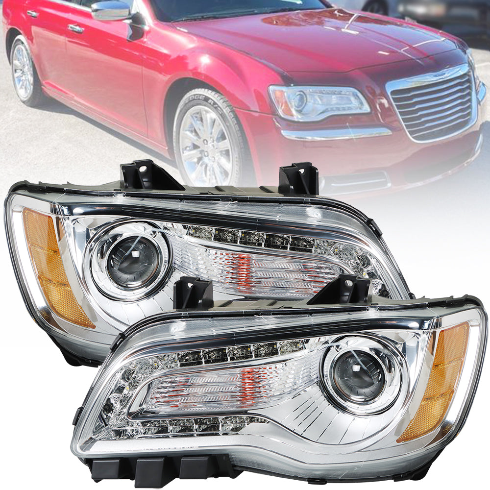 Labwork Headlight For 2011-2014 Chrysler 300 Halogen Type Clear Lens Right&Left Lab Work Auto