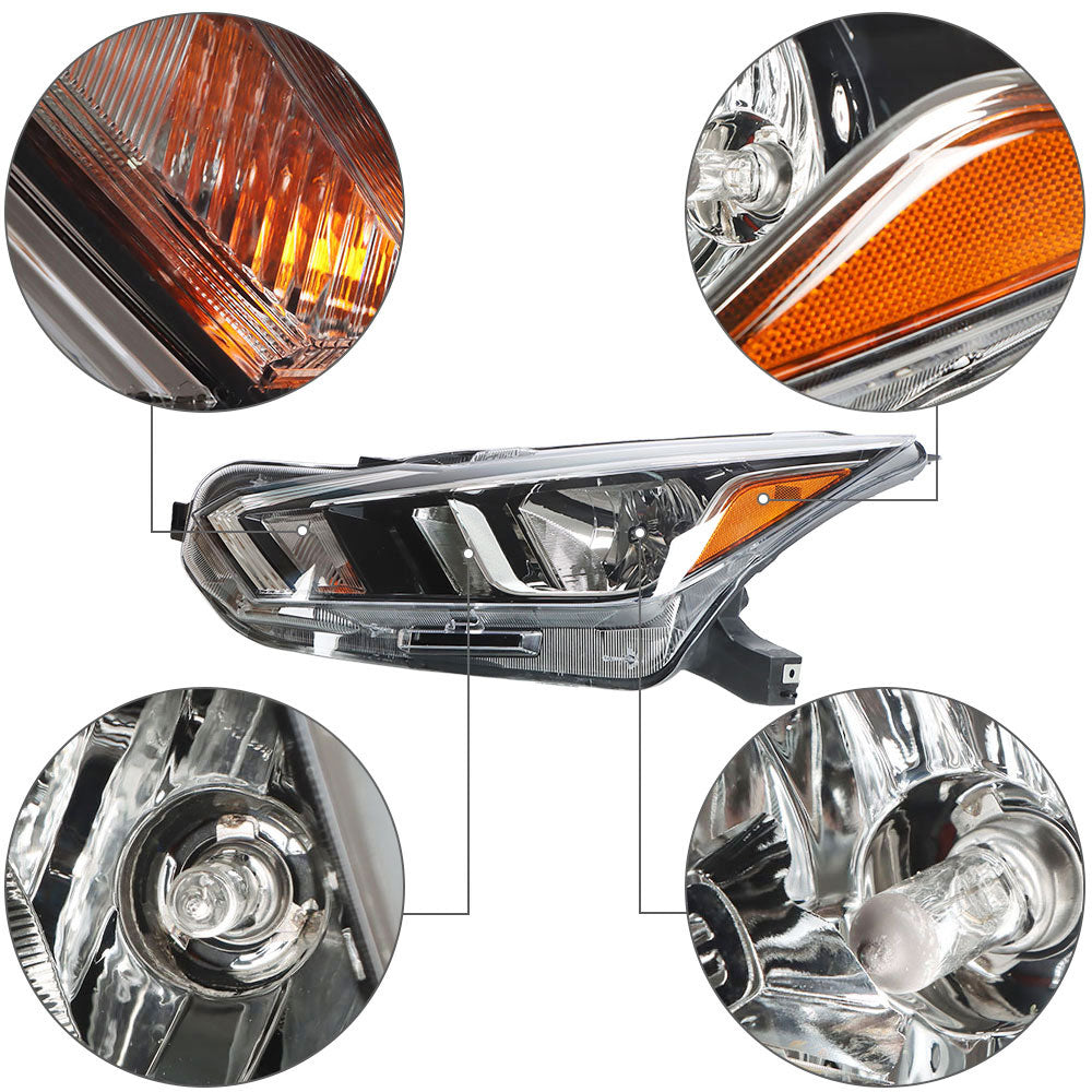 Labwork Headlight For 2020-2021 Nissan Versa S SV Halogen Type Chrome Left Side Lab Work Auto