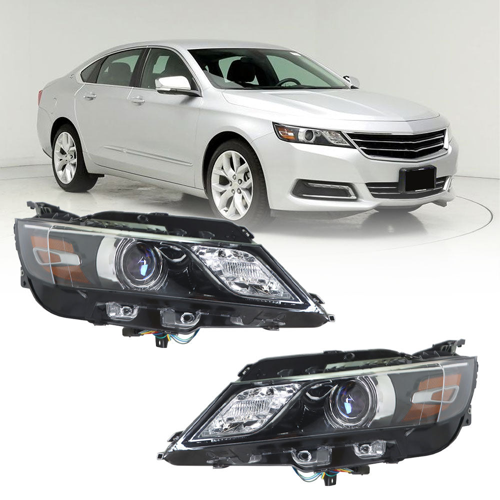 Labwork Headlights For 2015-2019 Chevrolet Impala Halogen Black Housing RH&LH Lab Work Auto