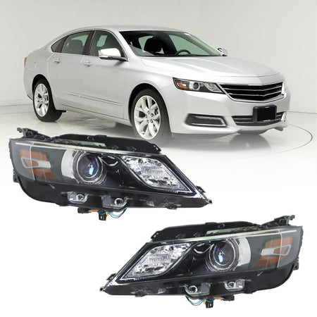 Labwork Headlights For 2015-2019 Chevrolet Impala Halogen Black Housing RH&LH Lab Work Auto