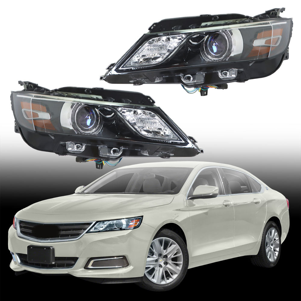 Labwork Headlights For 2015-2019 Chevrolet Impala Halogen Black Housing RH&LH Lab Work Auto