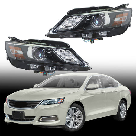 Labwork Headlights For 2015-2019 Chevrolet Impala Halogen Black Housing RH&LH Lab Work Auto
