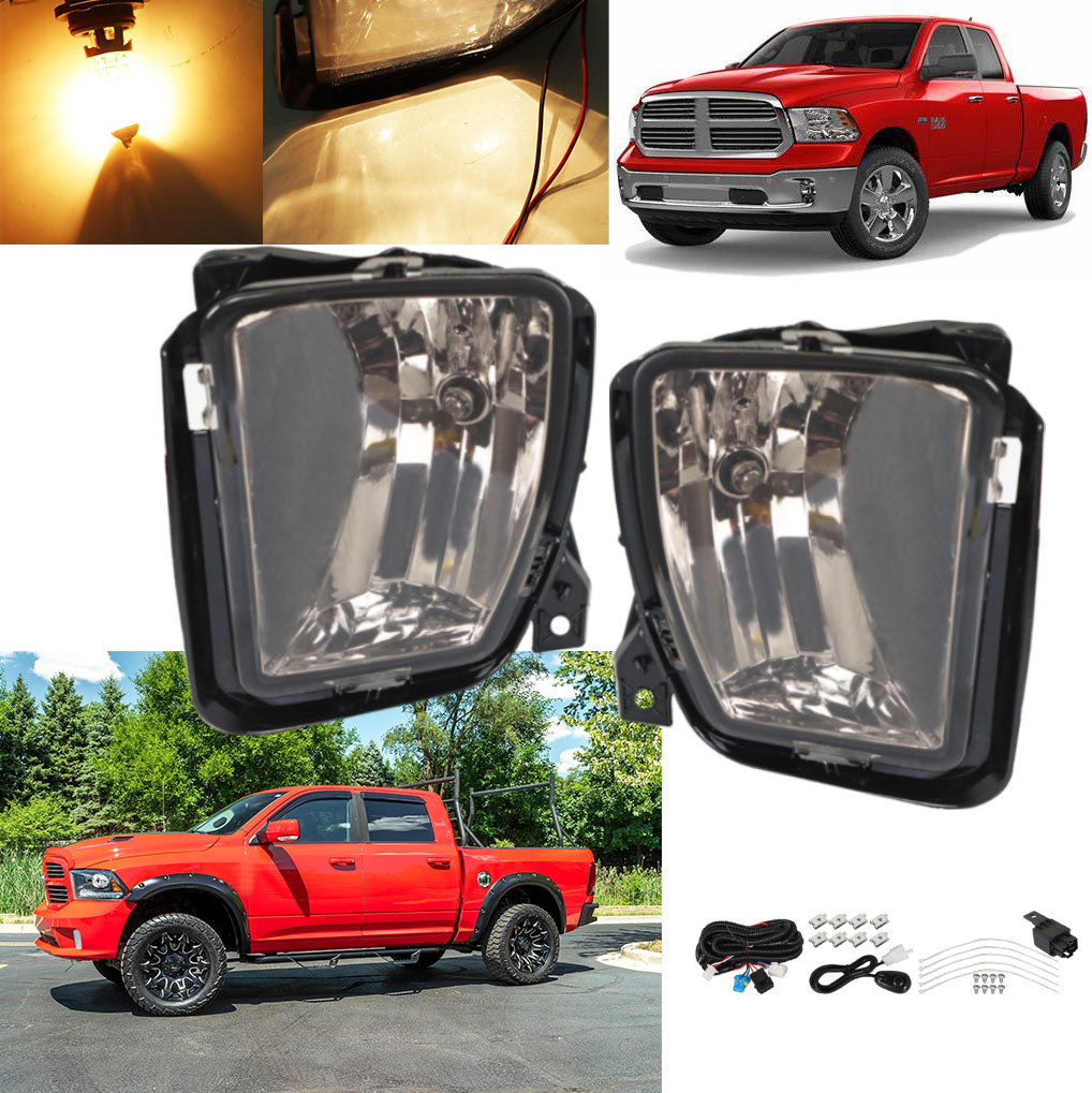 Labwork Left+Right Fog Lights Lamps For 2013-2018 Dodge RAM 1500 Smoked Lab Work Auto