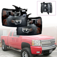 Load image into Gallery viewer, Labwork Left+Right Headlight For 2007-2013 Chevy Silverado Halogen Type Black Smoke Lens Lab Work Auto