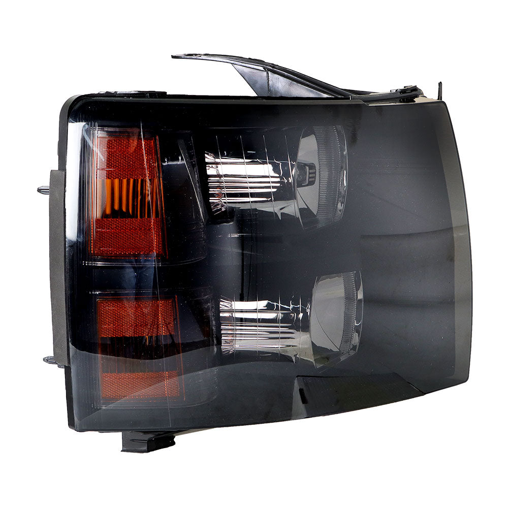 Labwork Left+Right Headlight For 2007-2013 Chevy Silverado Halogen Type Black Smoke Lens Lab Work Auto