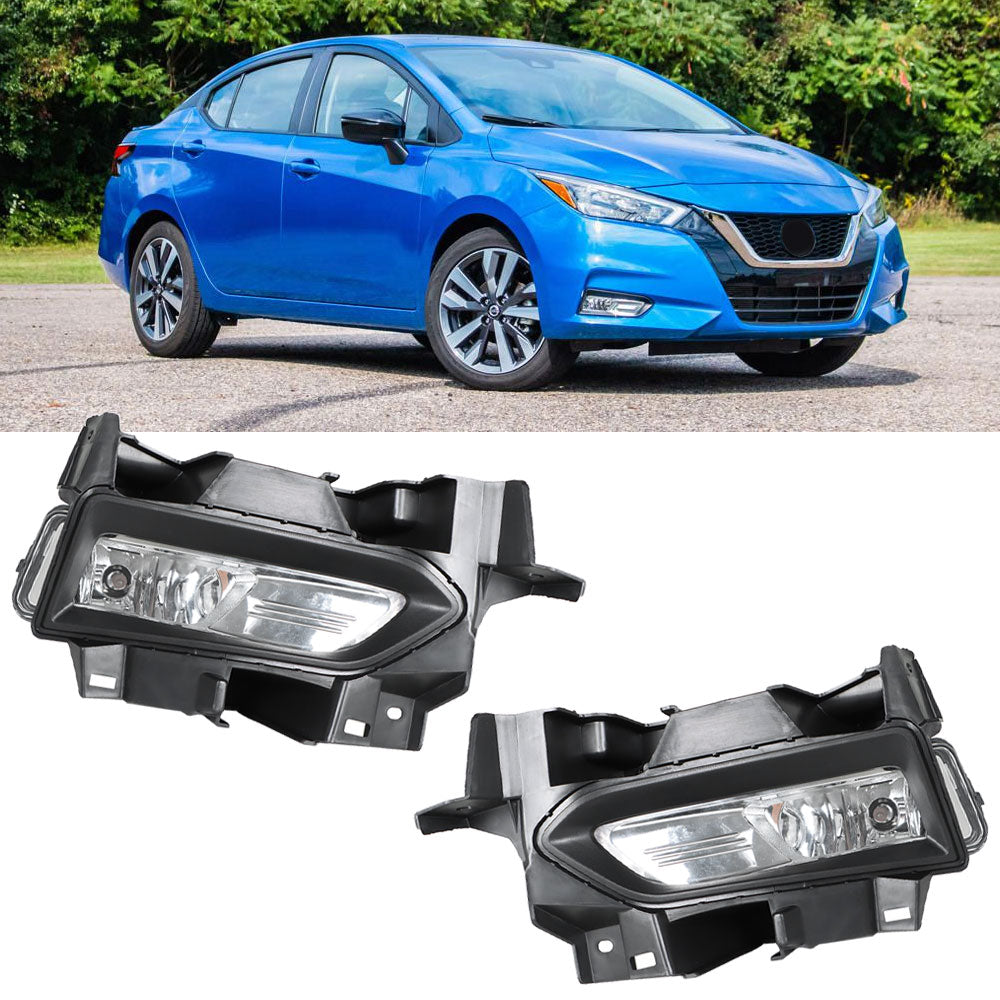 Labwork Left and Right Fog Lights Lamp Chrome w/Bezel+Harness for 2020-2021 Versa Lab Work Auto