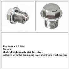 Load image into Gallery viewer, Labwork Stainless Steel Oil Drain Plug with NEODYMIUM Magnet (M14 x 1.5 MM) Lab Work Auto