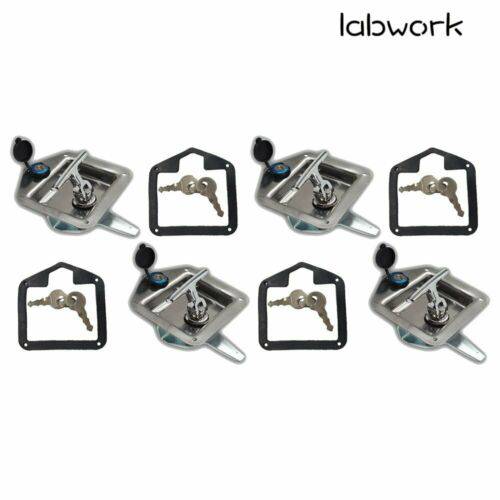 Labwork T-handle Tool Box Lock RV Door Latch w/ Two Keys Stainless Steel Polish Lab Work Auto