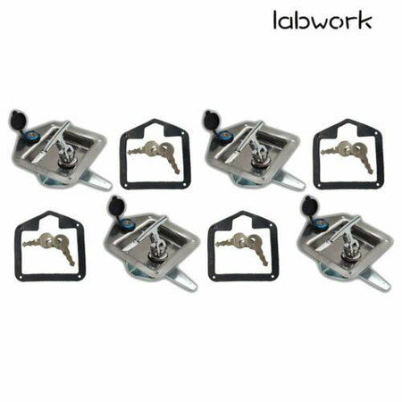 Labwork T-handle Tool Box Lock RV Door Latch w/ Two Keys Stainless Steel Polish Lab Work Auto