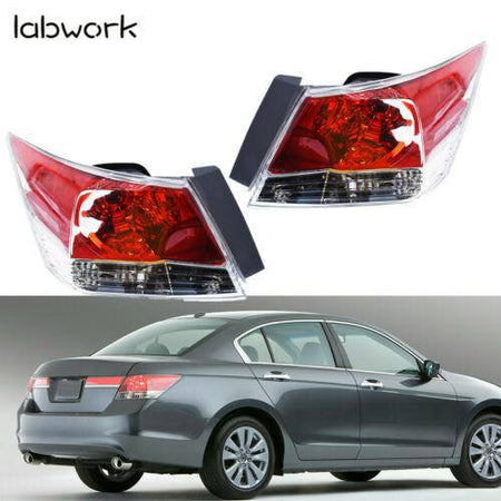 Labwork Tail Lights Fit For 2008-2012 Honda Accord Red Lens Rear Left & Right Lab Work Auto