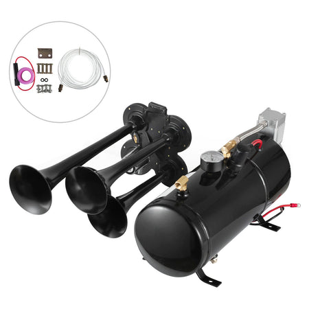 Labwork Train Horn Kit Loud System 4 Trumpets 150PSI For Car Truck Pickup Lab Work Auto