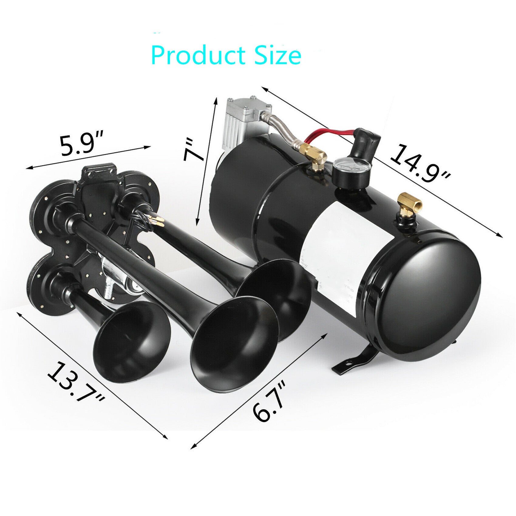 Labwork Train Horn Kit Loud System 4 Trumpets 150PSI For Car Truck Pickup Lab Work Auto