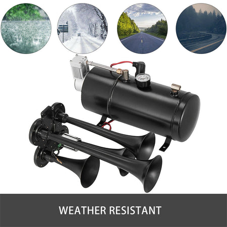 Labwork Train Horn Kit Loud System 4 Trumpets 150PSI For Car Truck Pickup Lab Work Auto