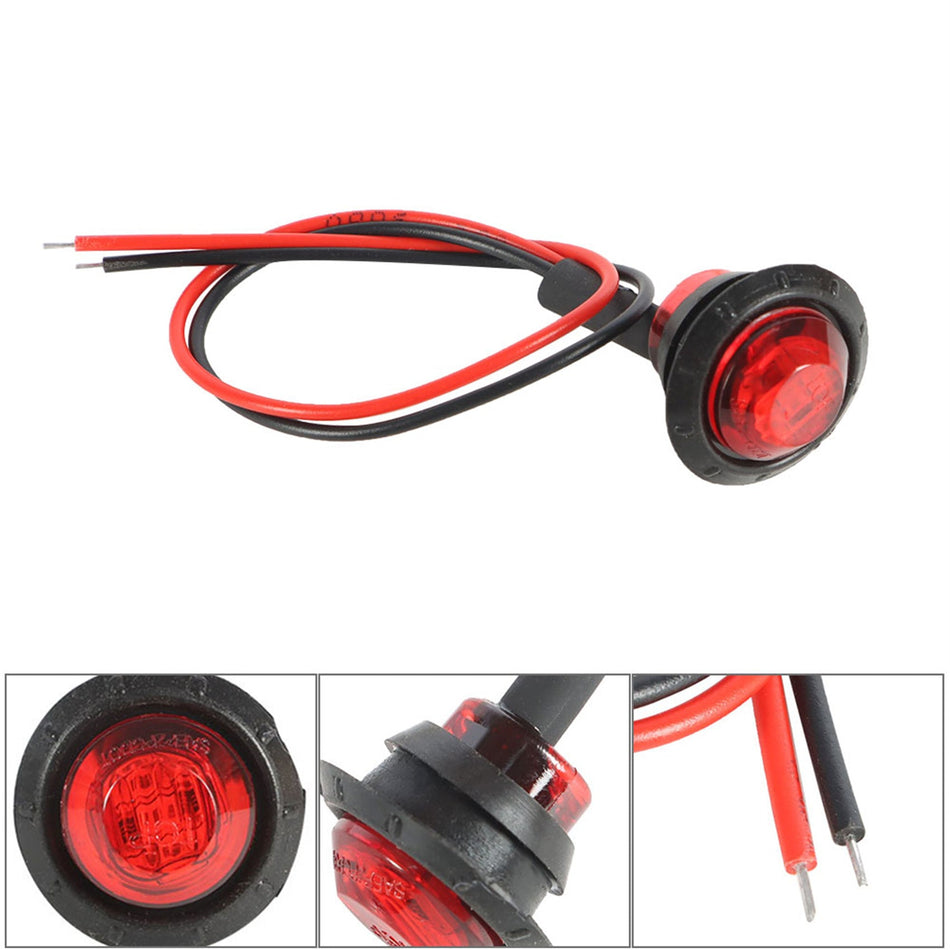 Labwork Truck Trailer Round Bullet Light Amber Red White 30X 3/4"12V Marker Lights LED Lab Work Auto