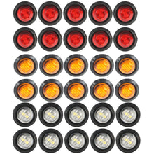 Load image into Gallery viewer, Labwork Truck Trailer Round Bullet Light Amber Red White 30X 3/4&quot;12V Marker Lights LED Lab Work Auto