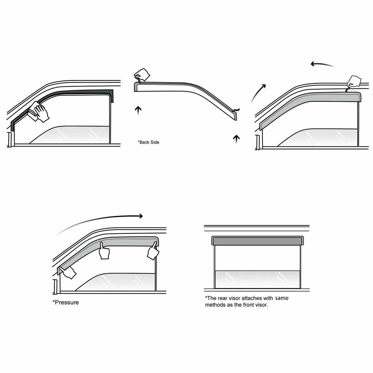 Labwork Window Visor Vent Shade Deflector Guard Sun/Rain For Toyota C-HR 17-20-Lab Work Auto Parts-