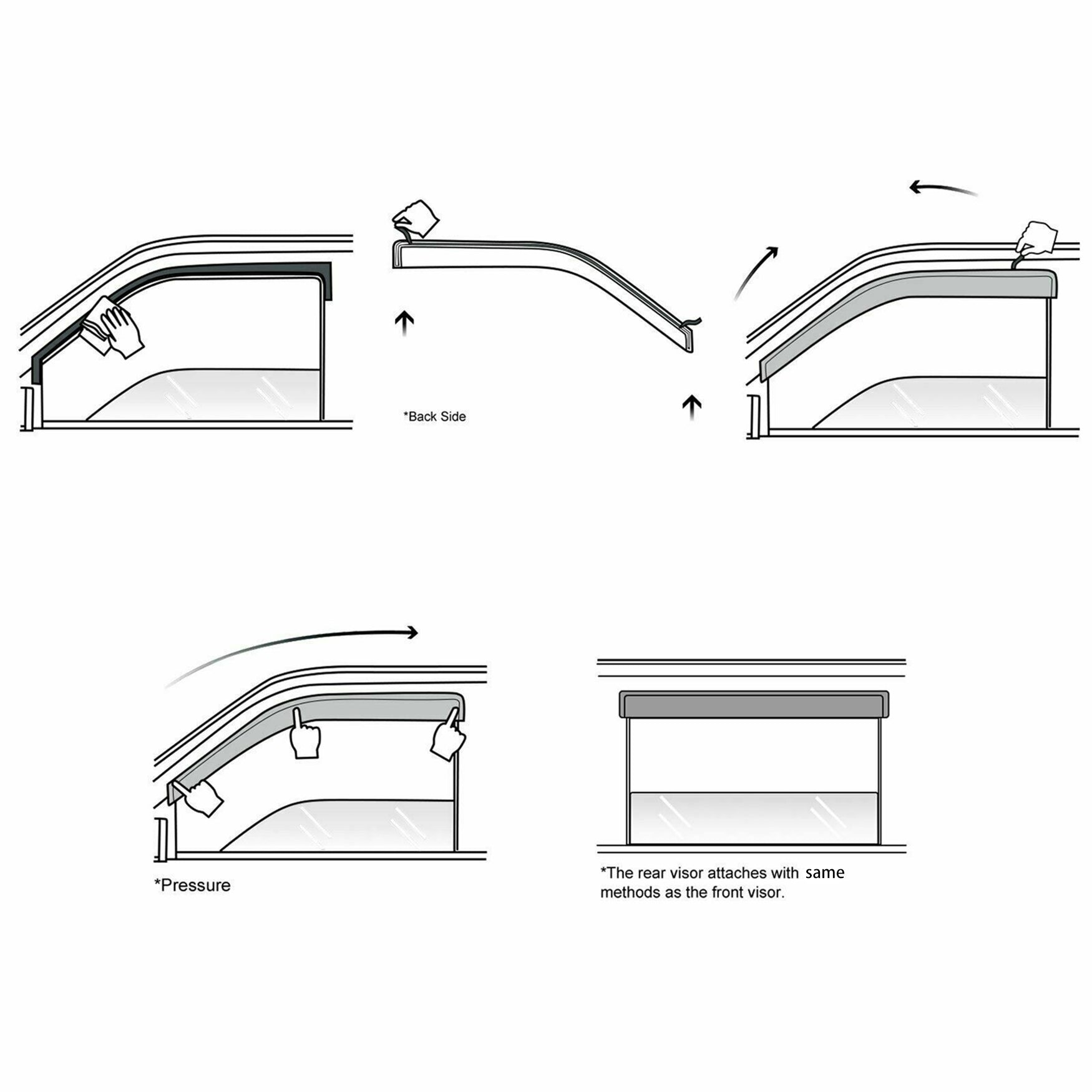 Labwork Window Visor Vent Shade Deflector Guard Sun/Rain For Toyota C-HR 17-20-Lab Work Auto Parts-