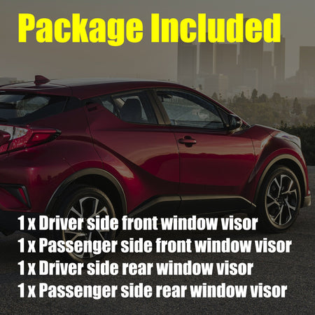 Labwork Window Visor Vent Shade Deflector Guard Sun/Rain For Toyota C-HR 17-20-Lab Work Auto Parts-