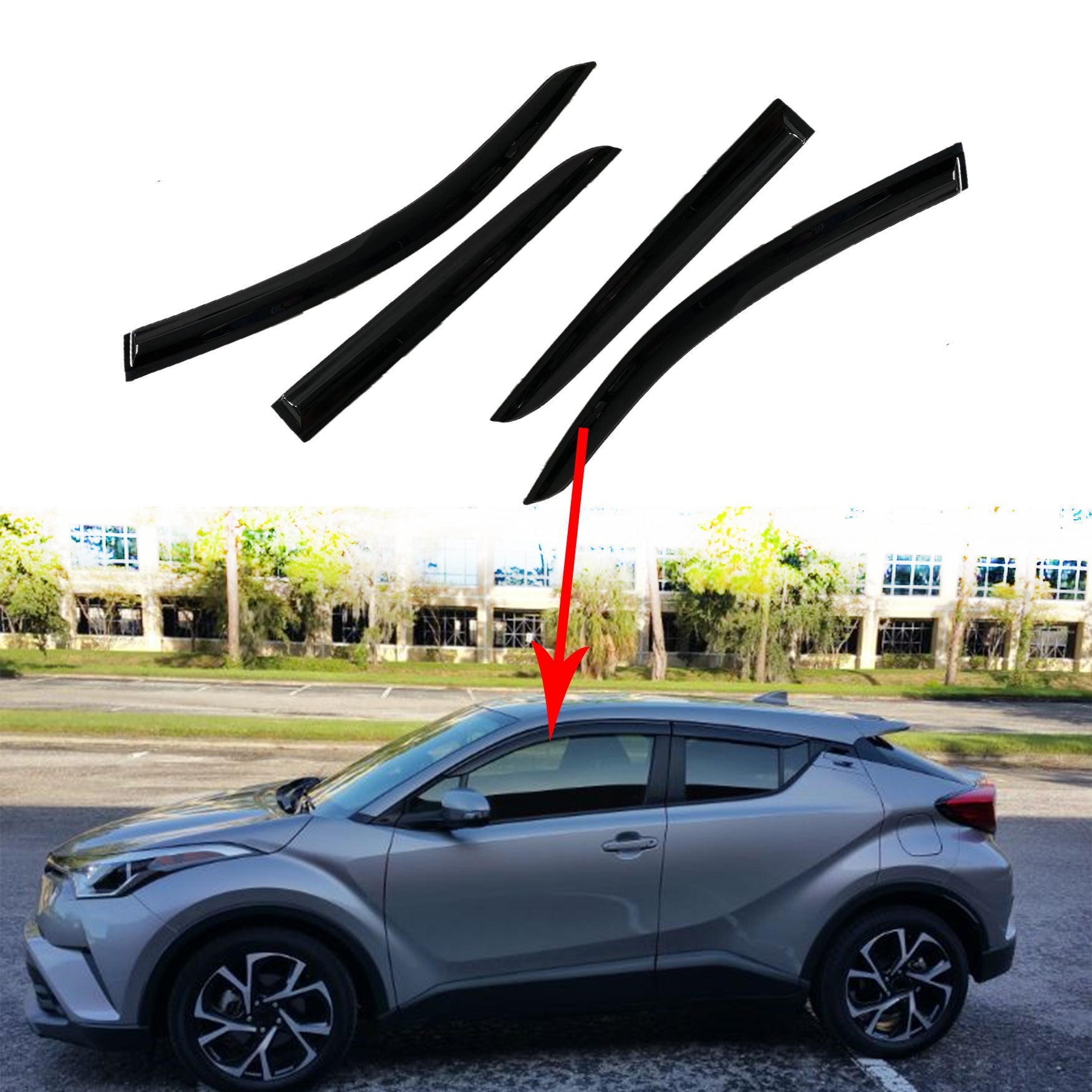 Labwork Window Visor Vent Shade Deflector Guard Sun/Rain For Toyota C-HR 17-20-Lab Work Auto Parts-