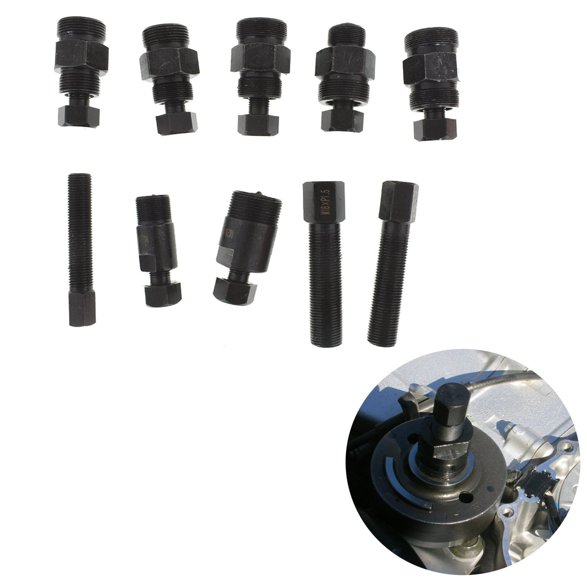 Labwork10pc Motorcycle Dirt Bike Flywheel Puller Set Universal Tool 15 Size Left Lab Work Auto