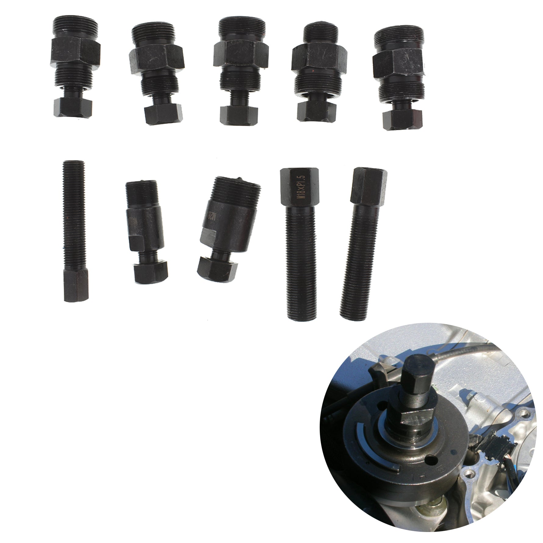 Labwork10pc Motorcycle Dirt Bike Flywheel Puller Set Universal Tool 15 Size Left Lab Work Auto
