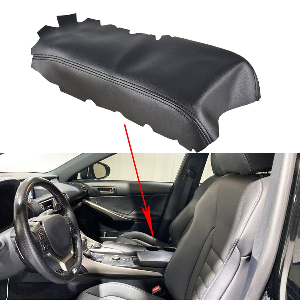 Leather Center Console Lid Armrest Cover Black For Lexus IS250 IS350 2014-2017 Lab Work Auto