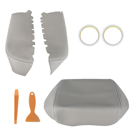 Leather Gray Front Center Console Lid Door Armrest Cover For 09-15 Honda Pilot Lab Work Auto